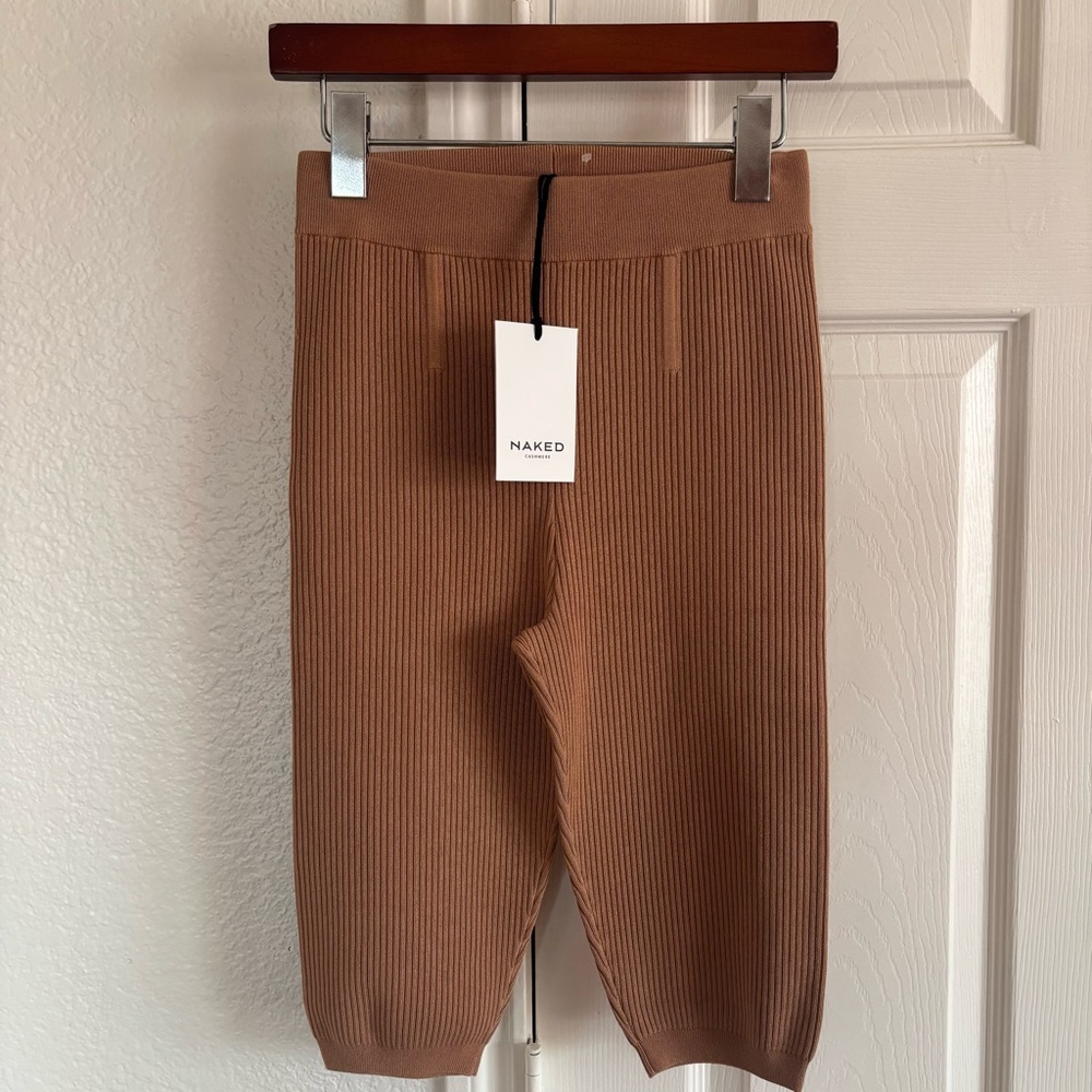 NakedCashmere Ribbed Knit Bermuda Shorts in Camel